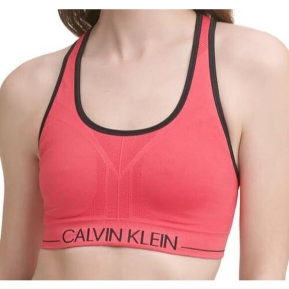Calvin Klein Performance Seamless Reversible Sports Bra Black Pink XS - Picture 1 of 4
